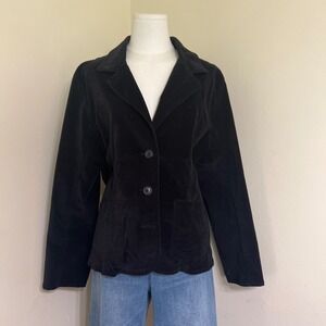 City Elements by Lee Black Corduroy Blazer Jacket PM Petite Medium Two Button